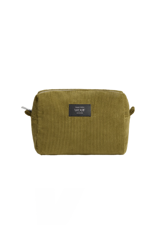 Trousse de toilette velours - Olive